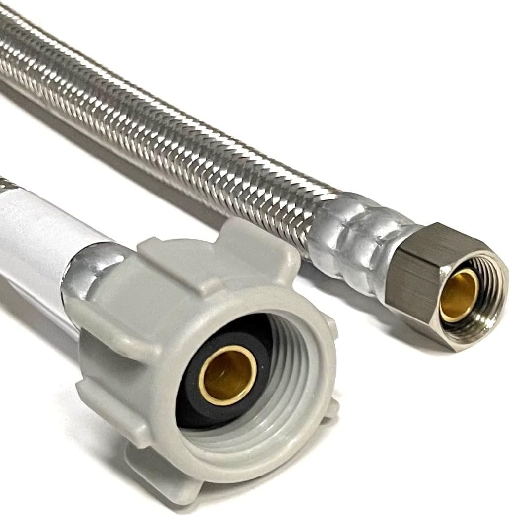Toilet Water Supply Connector Line Braided Stainless Steel, Toilet Supply Line - 1/2fip  Female Compression Thread x 7/8  Ballcoc shk-tlt12x78-16in-0163
